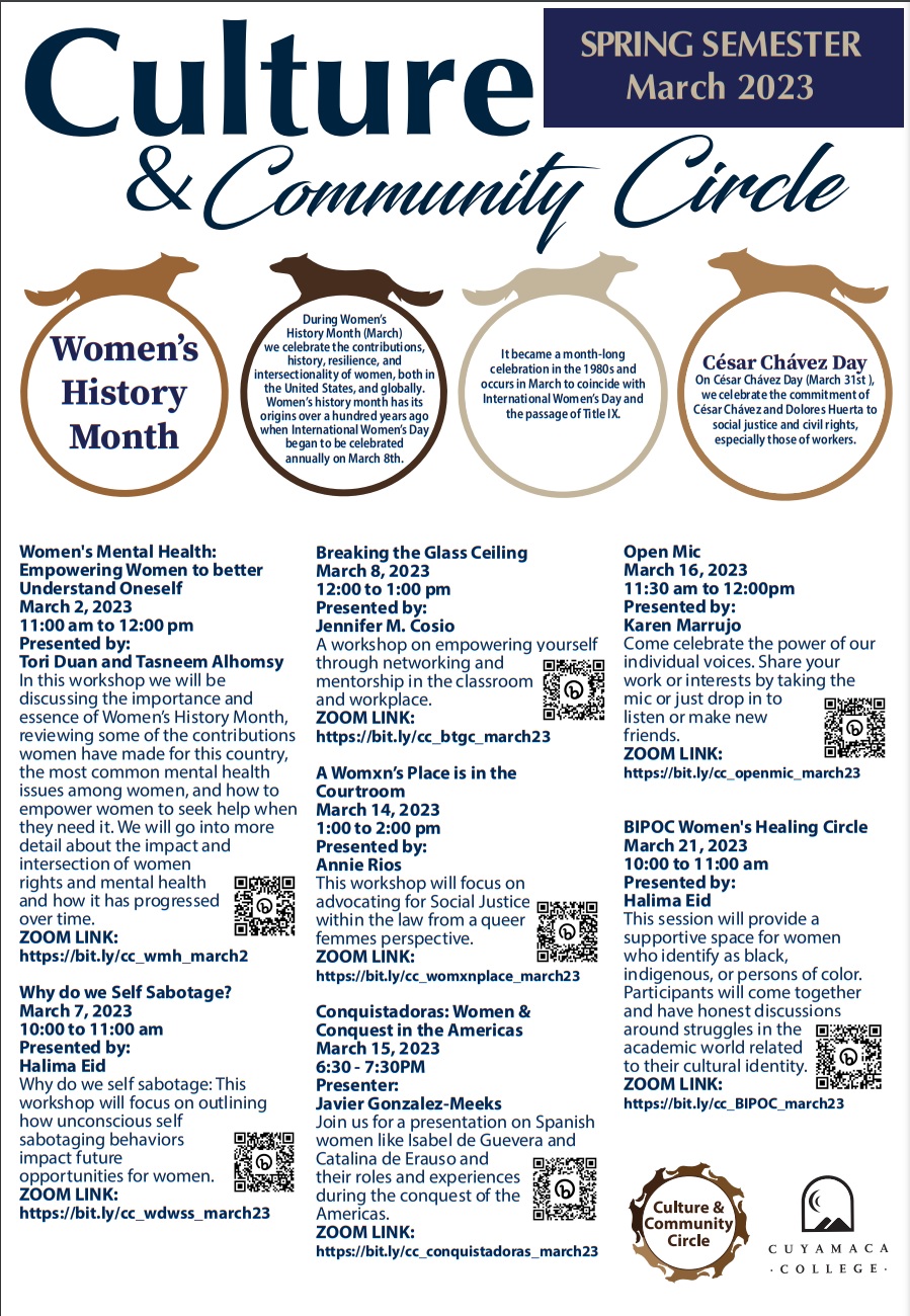Culture and Community Circle Flier March 2023