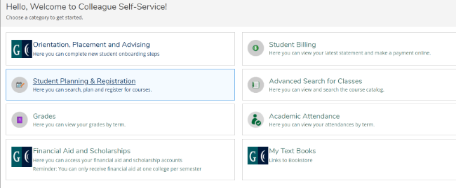 Select student planning and registration