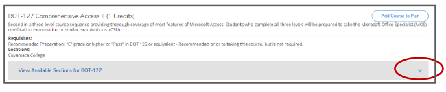 View available sections for the current course