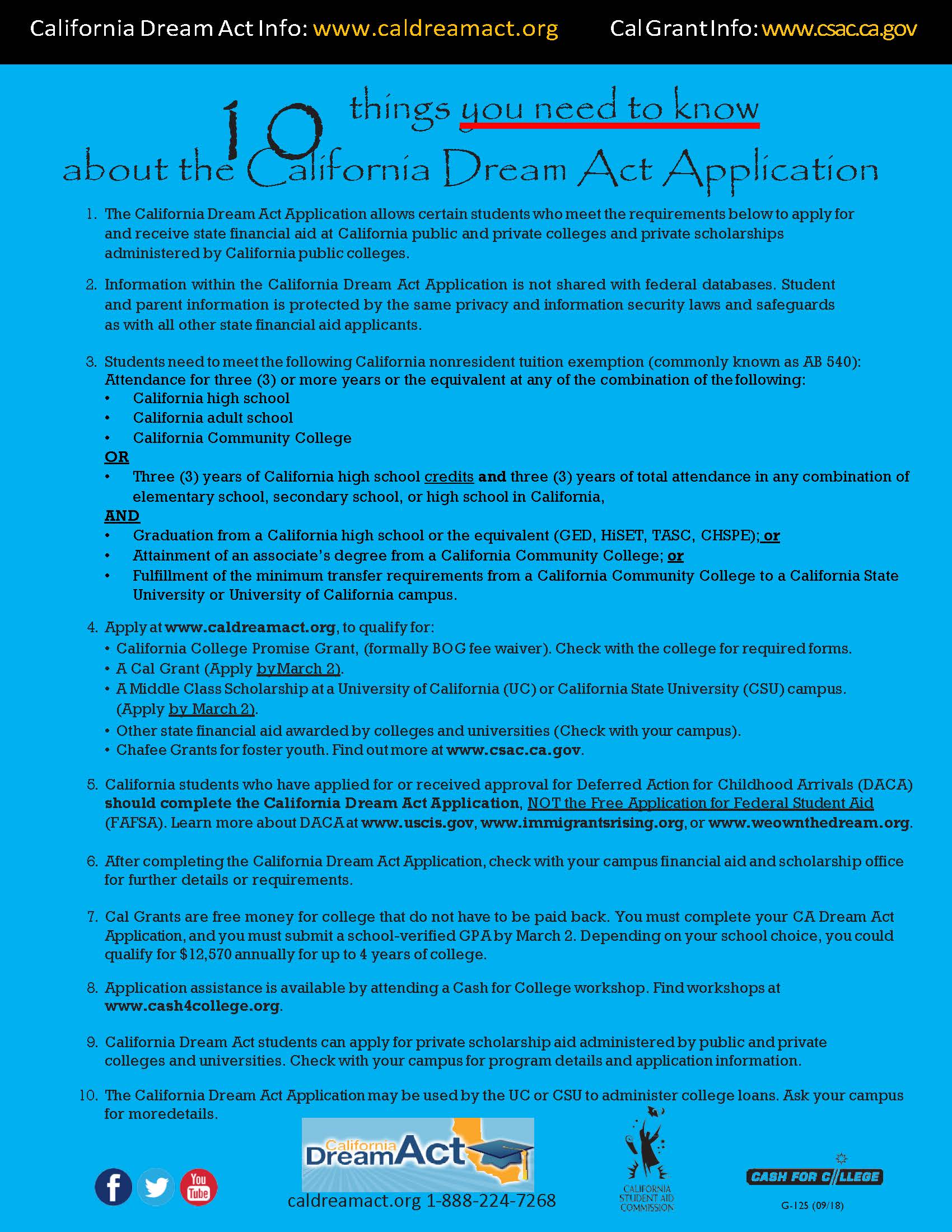 CA Dream ACT application process graphic