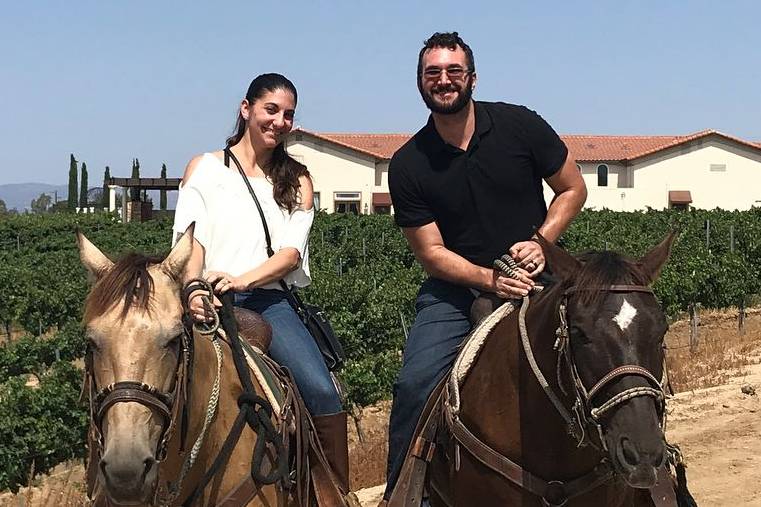 Keenan Murray and his wife on horses.