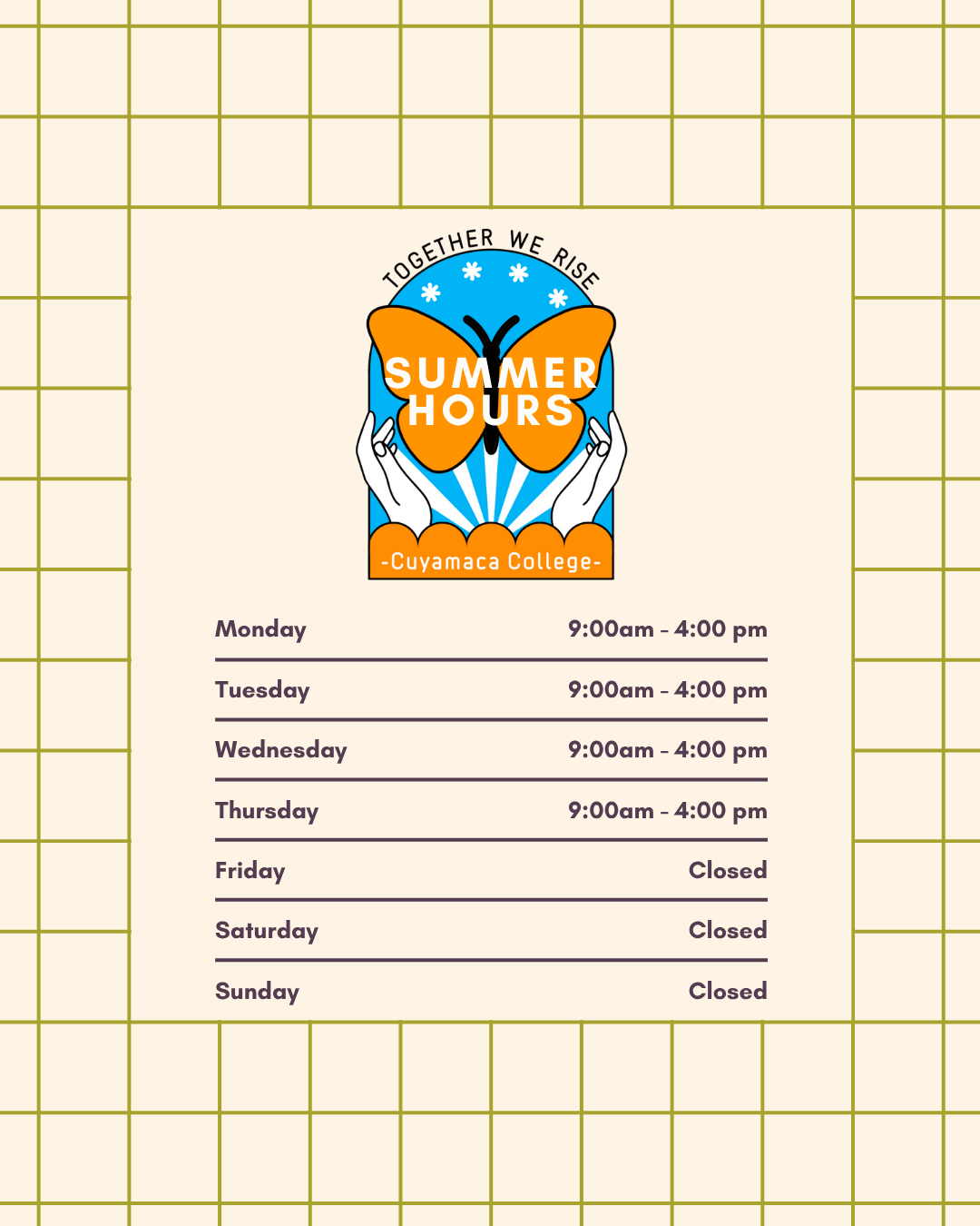 Together We Rise Summer Hours